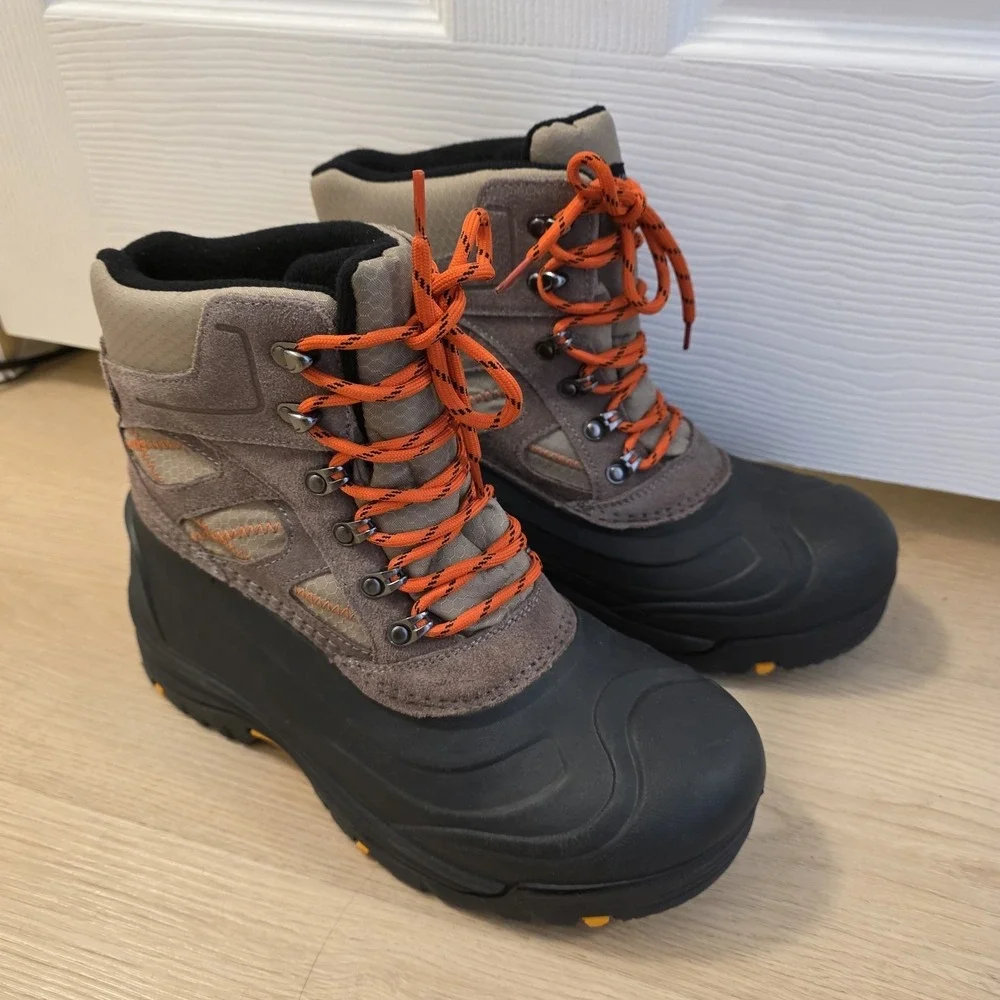 Khombu‎ Black Brown Suede Lace Up Outdoor Ankle Ranchero Snow Boots Size 10M